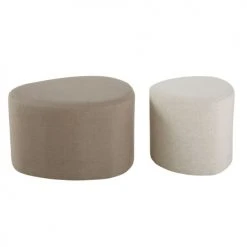 Maisons Du Monde Poufs Gris Clair Et Blanc (x2) -Fauteuils Shop poufs gris clair et blanc x2 1000 8 19 215228 2