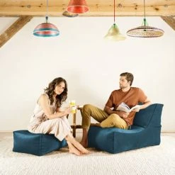 Sitting Point Poufs Repose-pied D'intérieur Aspect Velours Pétrole 55x65x35cm -Fauteuils Shop repose pied d interieur aspect velours petrole 55x65x35cm 2