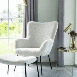 House Nordic Repose-pieds En Tissu Bouclette Sable -Fauteuils Shop repose pieds en tissu bouclette sable 5