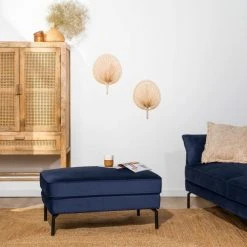 Fauteuils Shop -Fauteuils Shop repose pieds en velours bleu marine 1