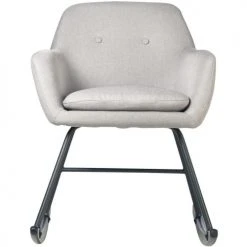 ATHM DESIGN Fauteuils Rocking Chair Assise Tissu Gris Clair Pieds Métal Noir -Fauteuils Shop rocking chair assise tissu gris clair pieds metal noir 4