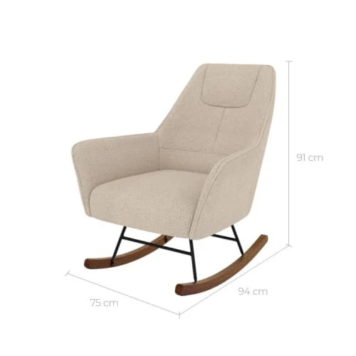 Rocking-chair beige effet laine bouclette en tissu Rendez Vous Déco Fauteuils Rocking-chair Beige Effet Laine Bouclette En Tissu -Fauteuils Shop rocking chair beige effet laine bouclette en tissu 2