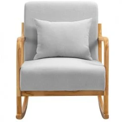 Nordlys Fauteuils Rocking Chair En Bois Massif Et Tissu Gris -Fauteuils Shop rocking chair en bois massif et tissu gris 2