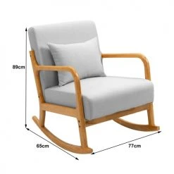 Nordlys Fauteuils Rocking Chair En Bois Massif Et Tissu Gris -Fauteuils Shop rocking chair en bois massif et tissu gris 4