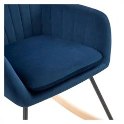 Rendez Vous Déco Fauteuils Rocking-chair En Velours Bleu Et Pieds En Métal Et Bois 3 Rendez Vous Déco Fauteuils Rocking-chair En Velours Bleu Et Pieds En Métal Et Bois -Fauteuils Shop rocking chair en velours bleu et pieds en metal et bois 3
