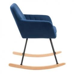 Rendez Vous Déco Fauteuils Rocking-chair En Velours Bleu Et Pieds En Métal Et Bois 5 Rendez Vous Déco Fauteuils Rocking-chair En Velours Bleu Et Pieds En Métal Et Bois -Fauteuils Shop rocking chair en velours bleu et pieds en metal et bois 5