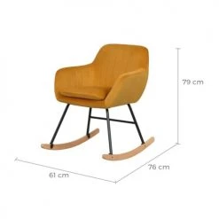 Rendez Vous Déco Fauteuils Rocking-chair En Velours Jaune -Fauteuils Shop rocking chair en velours jaune 2