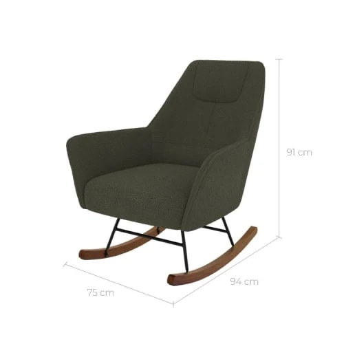 Rocking-chair kaki effet laine bouclette en tissu Rendez Vous Déco Fauteuils Rocking-chair Kaki Effet Laine Bouclette En Tissu -Fauteuils Shop rocking chair kaki effet laine bouclette en tissu 2